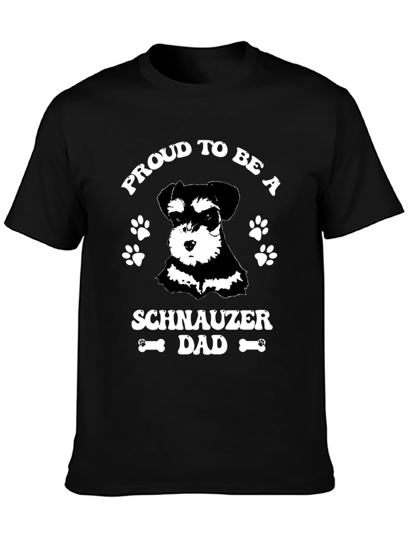 Proud Schnauzer Dad Black Graphic T-Shirt