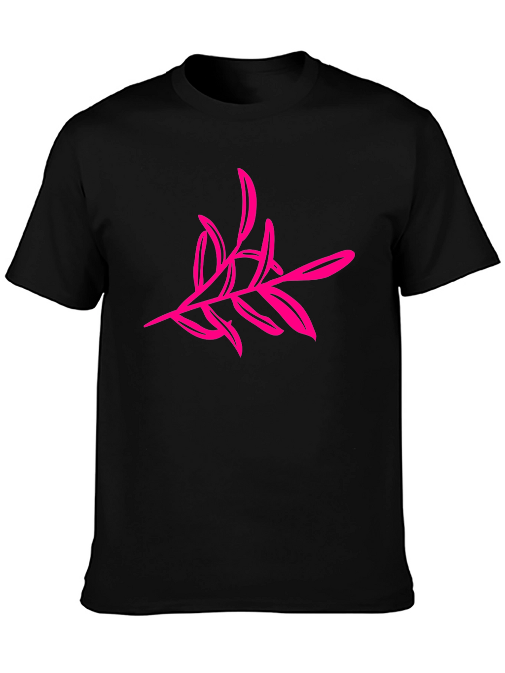 Black T-Shirt with Pink Floral Design