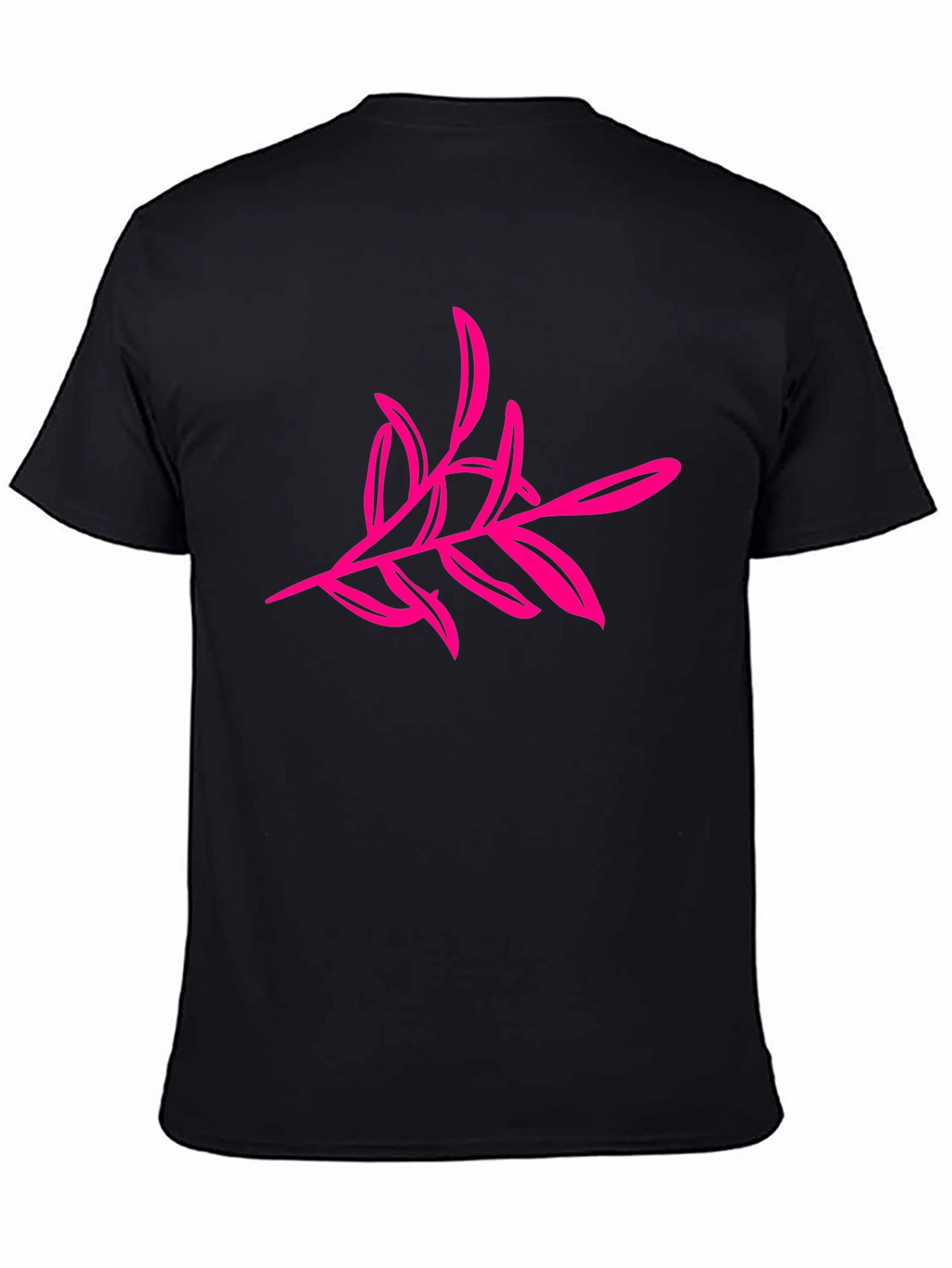 Black T-Shirt with Pink Floral Design