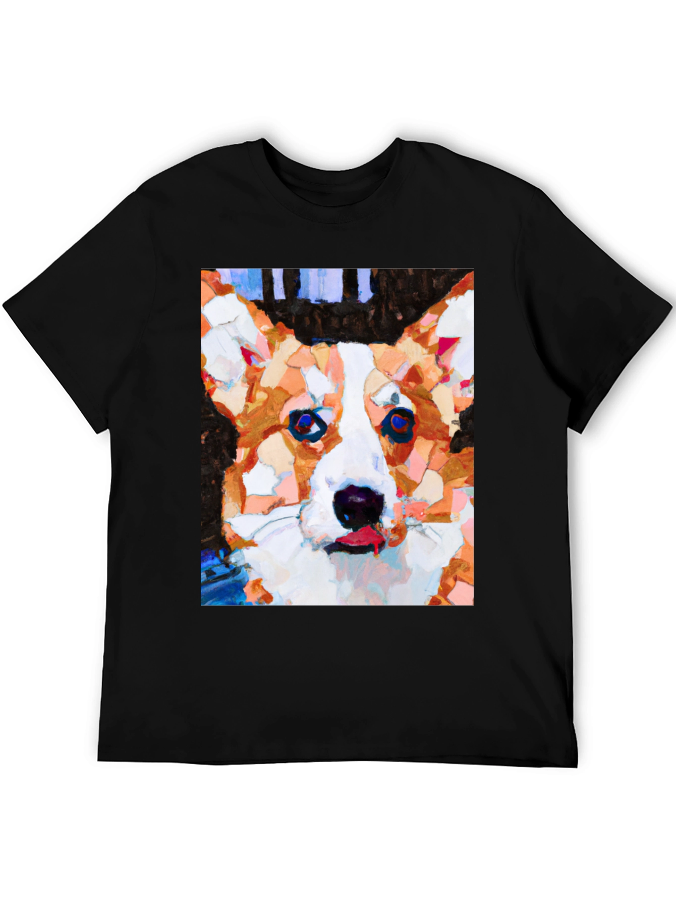 Abstract Corgi Dog Art Black T-Shirt
