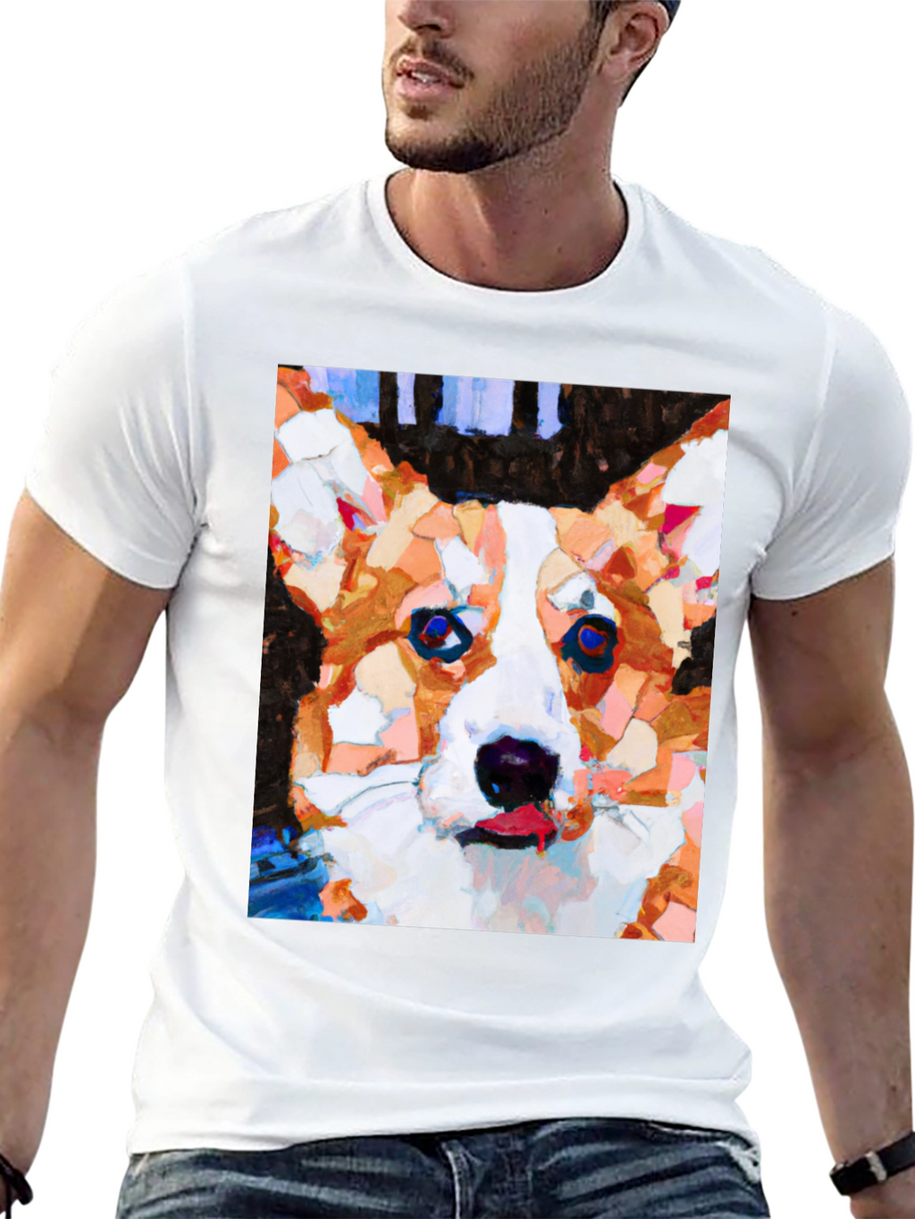 Abstract Corgi Dog Art Black T-Shirt