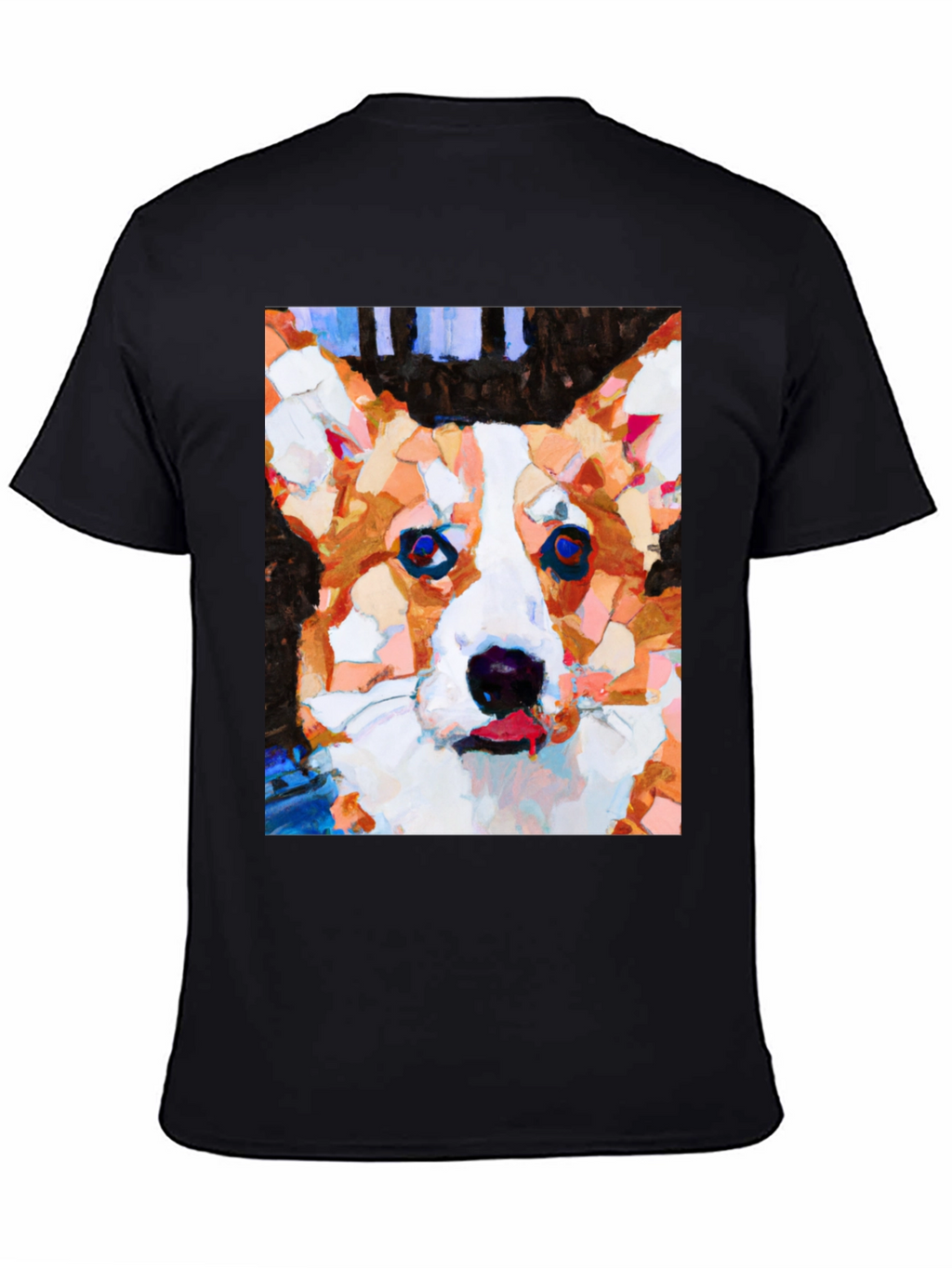 Abstract Corgi Dog Art Black T-Shirt