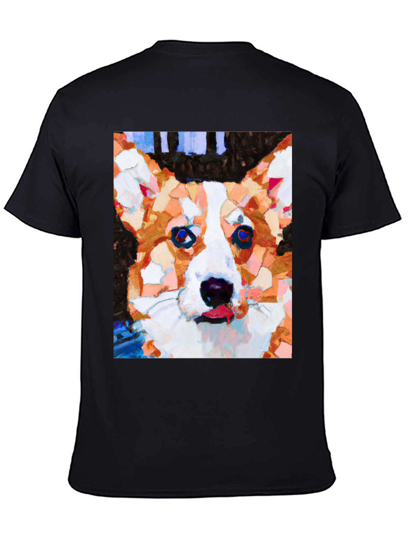 Abstract Corgi Dog Art Black T-Shirt