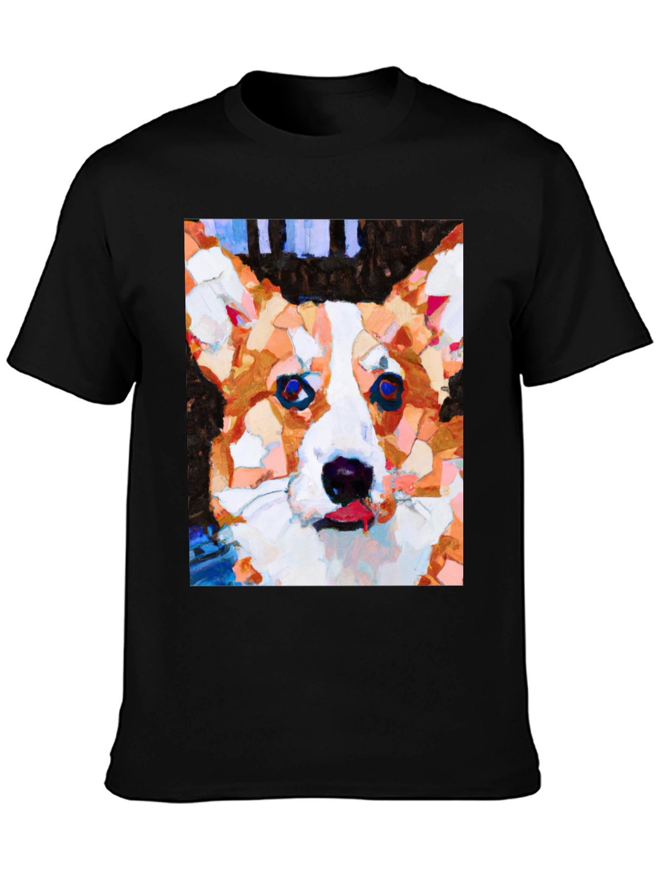 Abstract Corgi Dog Art Black T-Shirt
