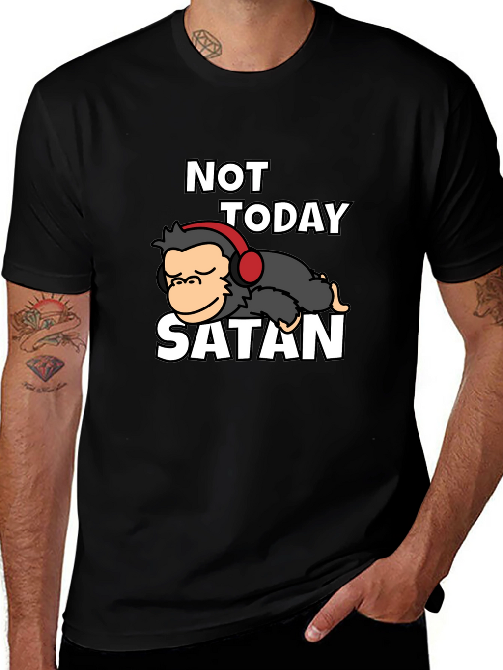 Not Today Satan Graphic Tee - Relaxed Monkey Design