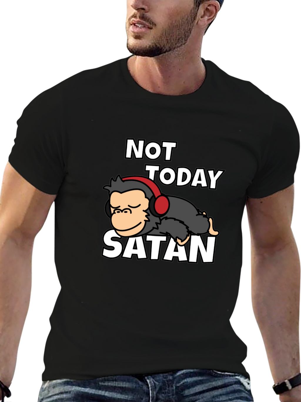 Not Today Satan Graphic Tee - Relaxed Monkey Design