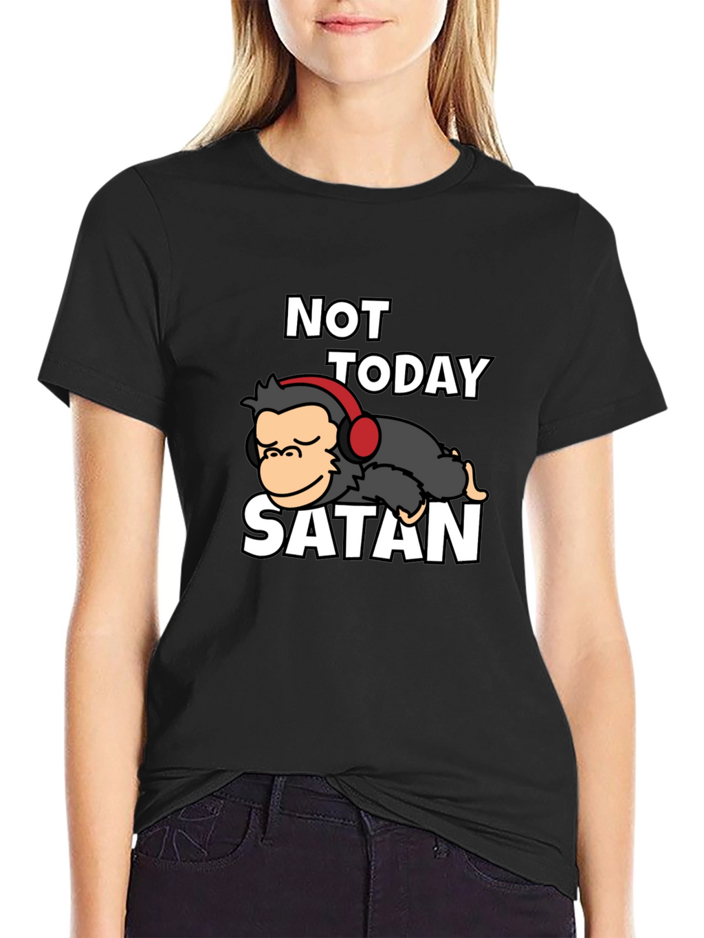 Not Today Satan Graphic Tee - Relaxed Monkey Design