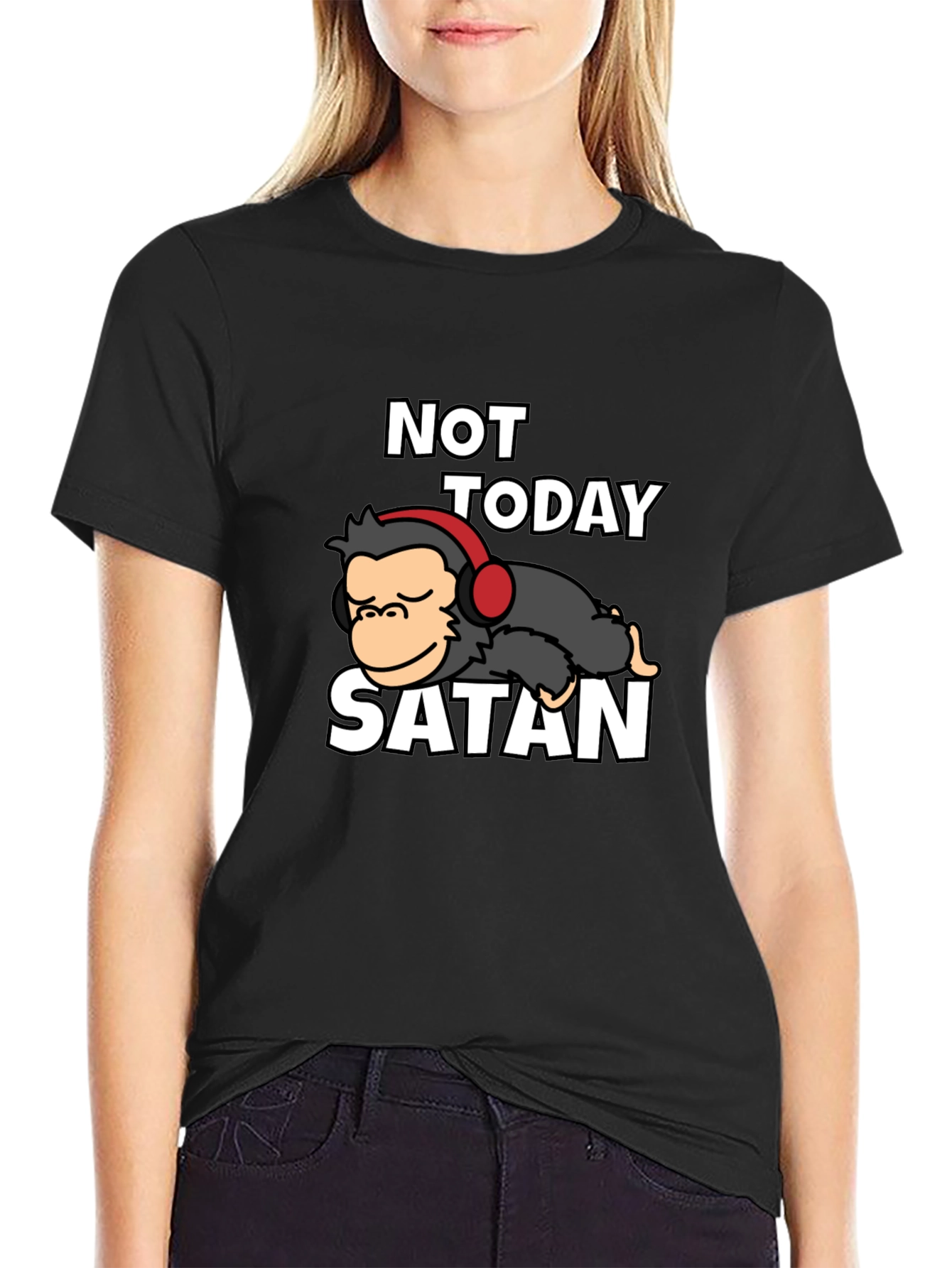 Not Today Satan Graphic Tee - Relaxed Monkey Design