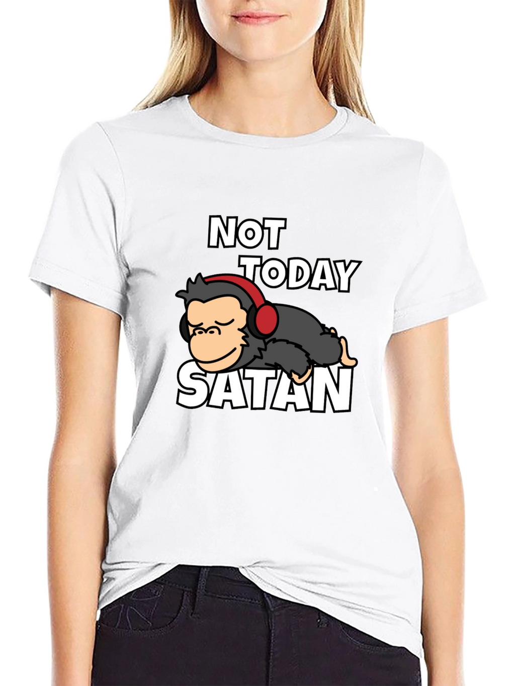 Not Today Satan Graphic Tee - Relaxed Monkey Design