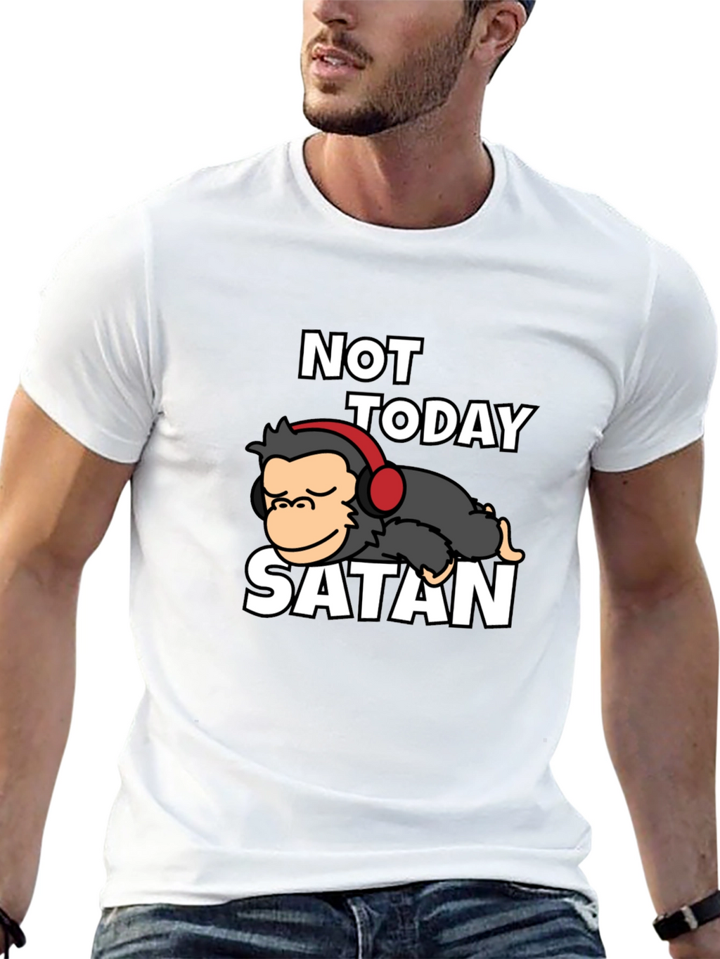 Not Today Satan Graphic Tee - Relaxed Monkey Design