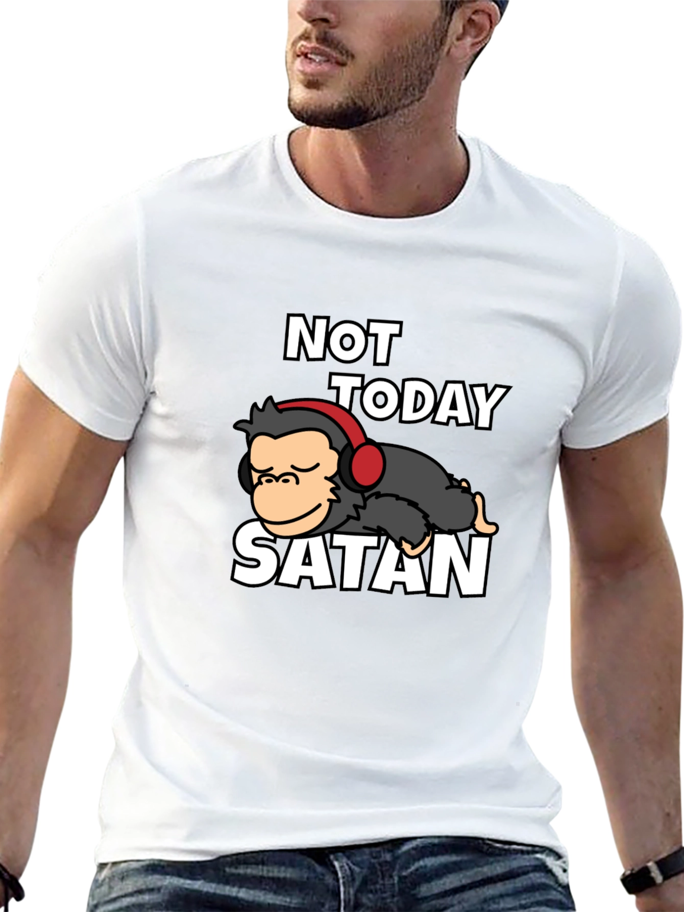 Not Today Satan Graphic Tee - Relaxed Monkey Design