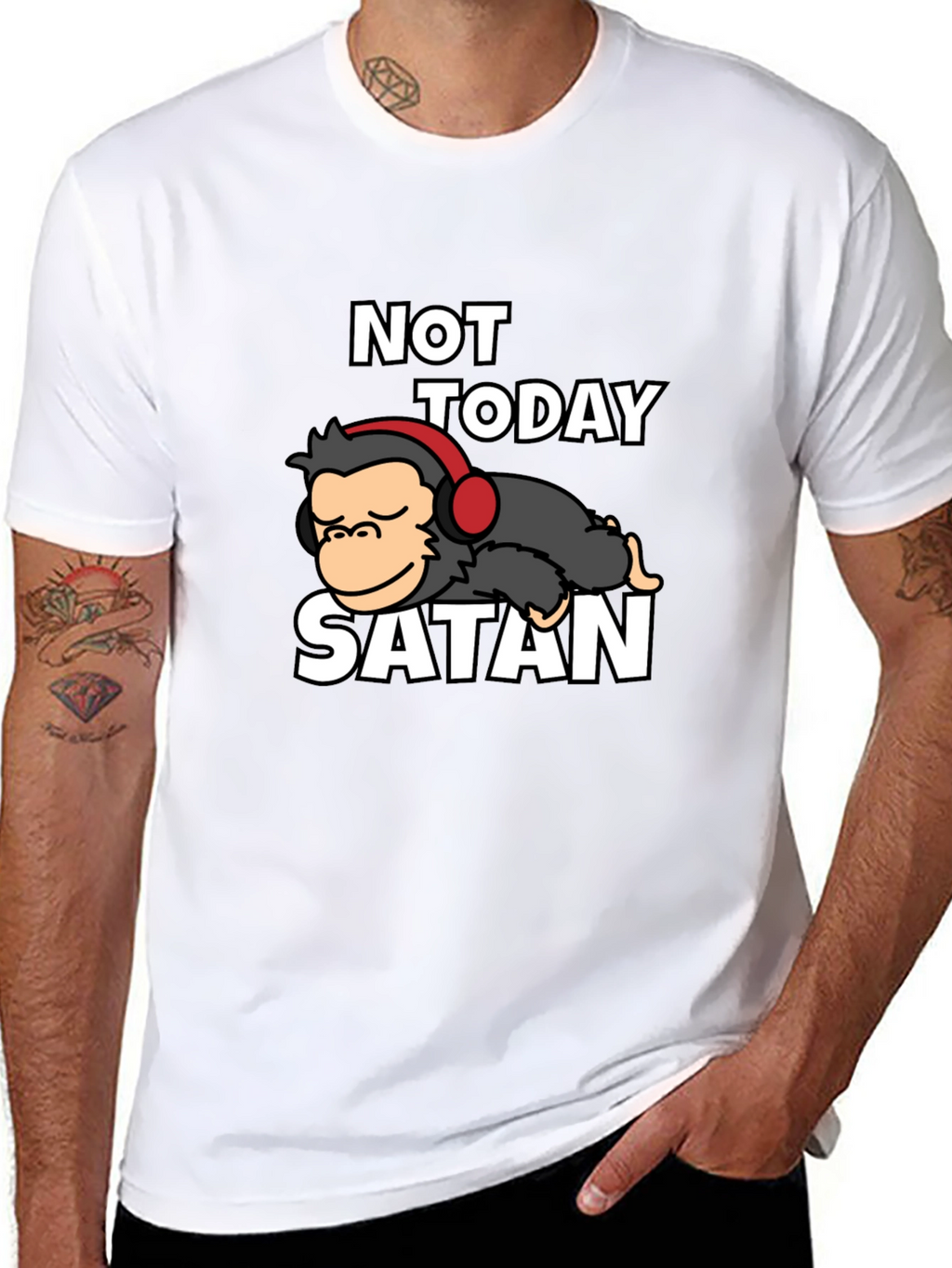 Not Today Satan Graphic Tee - Relaxed Monkey Design