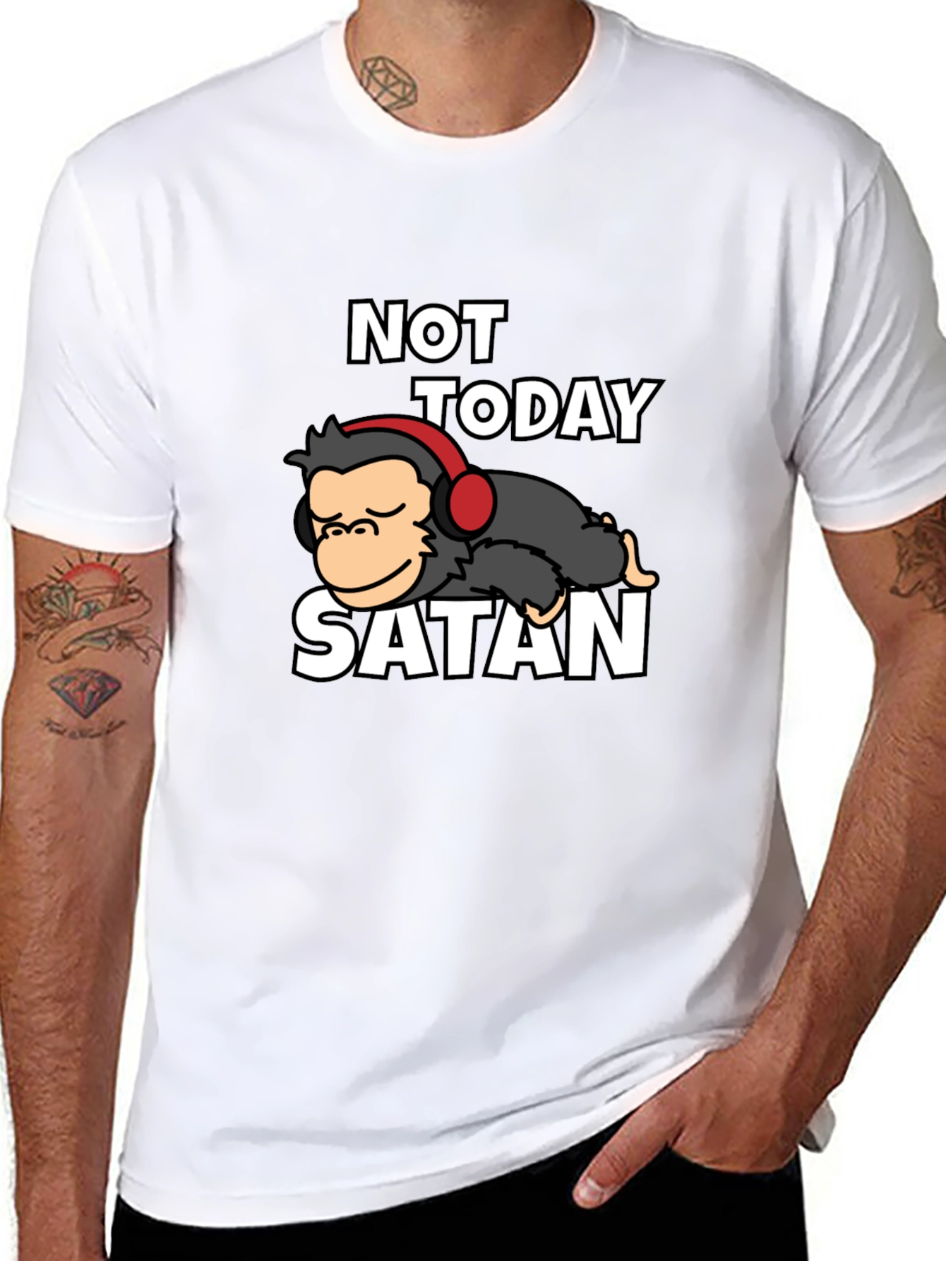 Not Today Satan Graphic Tee - Relaxed Monkey Design