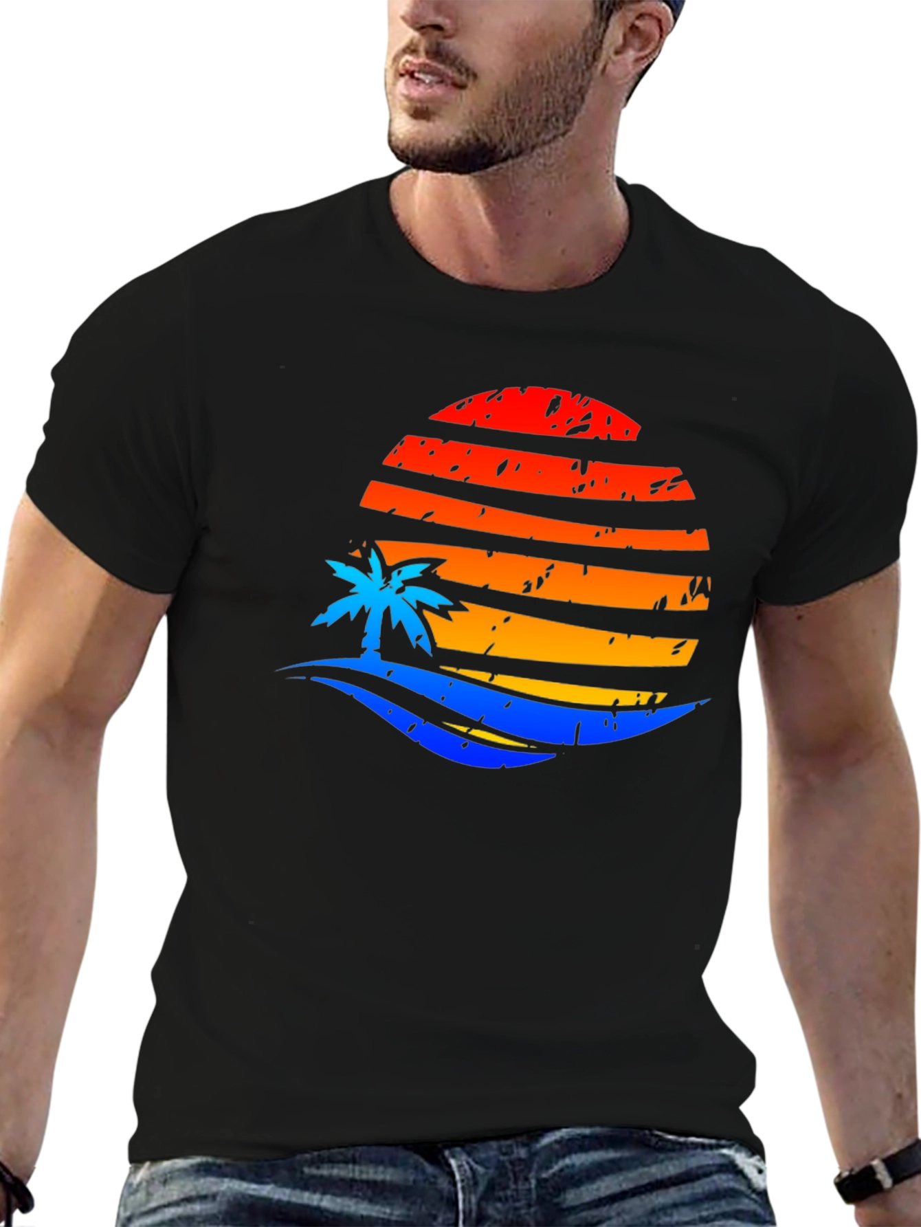Sunset Palm Graphic Tee - Retro Vibe