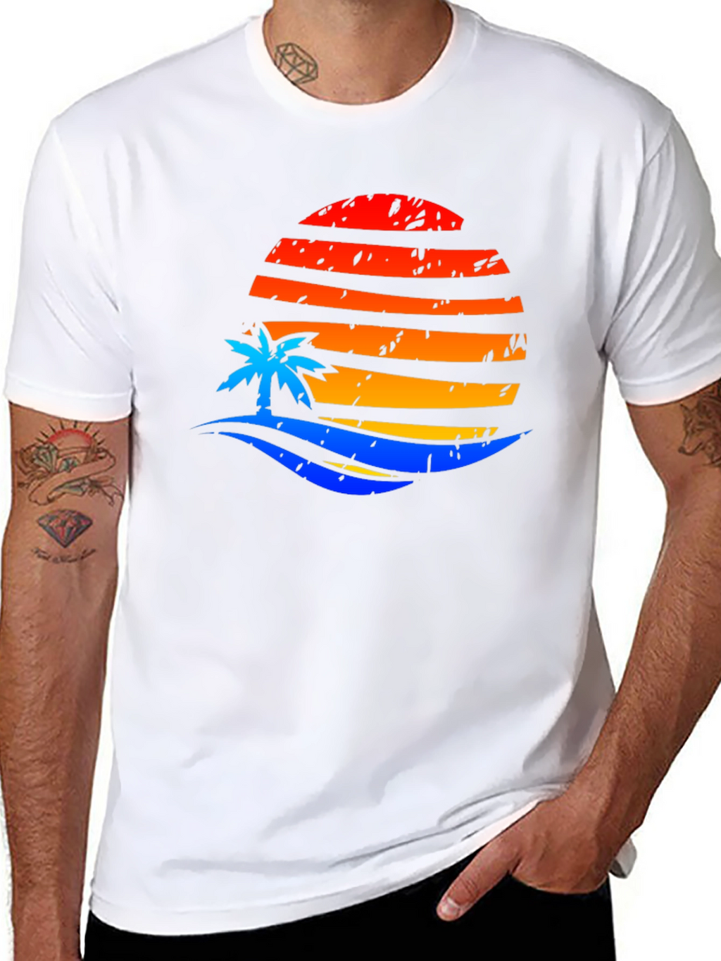 Sunset Palm Graphic Tee - Retro Vibe