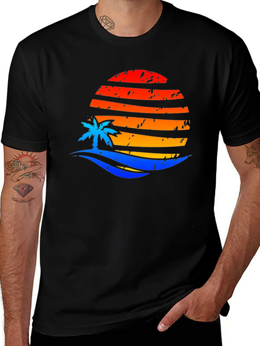 Sunset Palm Graphic Tee - Retro Vibe