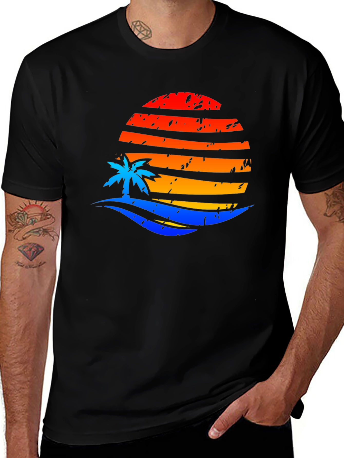 Sunset Palm Graphic Tee - Retro Vibe