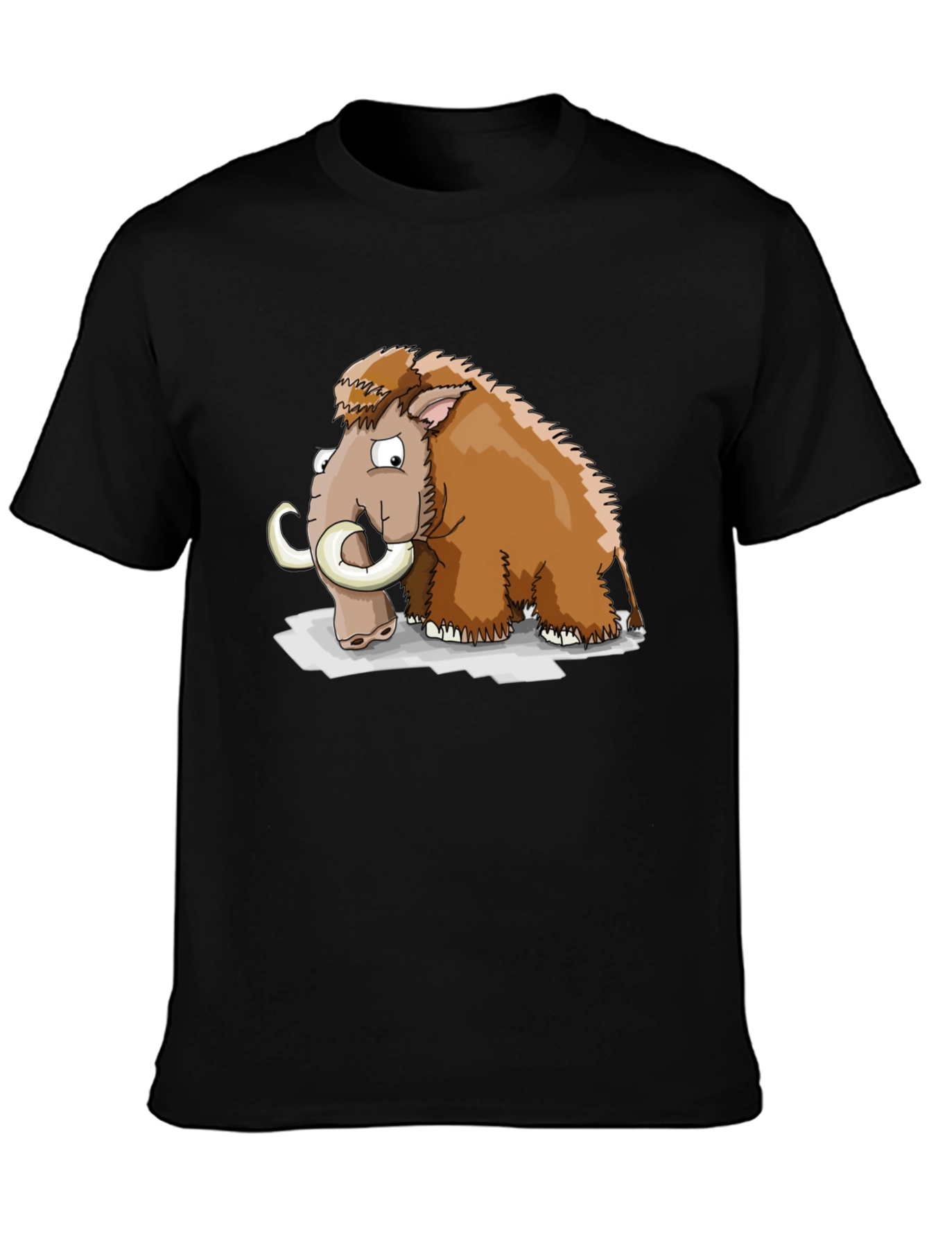Cartoon Mammoth Graphic T-Shirt - Black