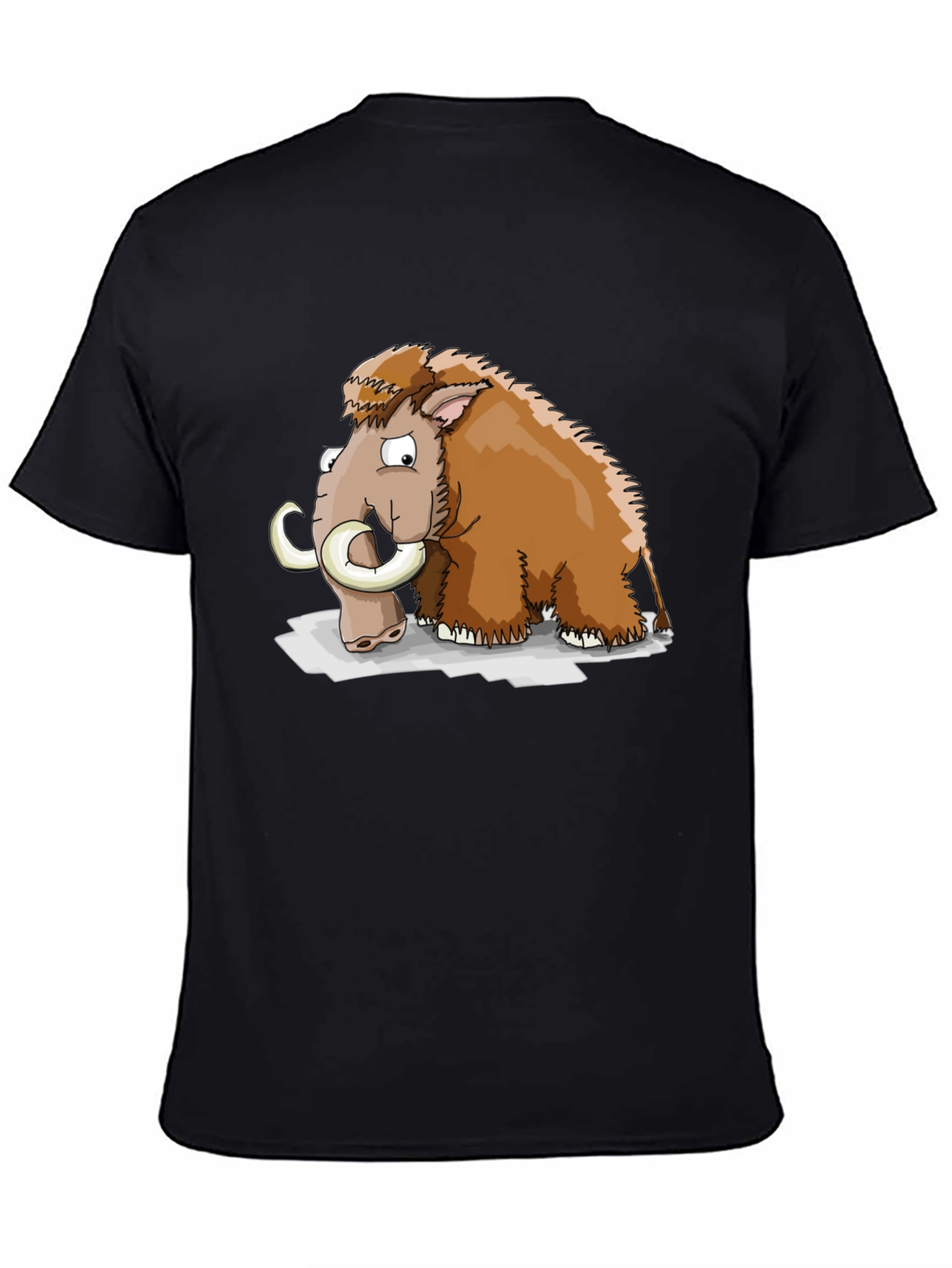 Cartoon Mammoth Graphic T-Shirt - Black