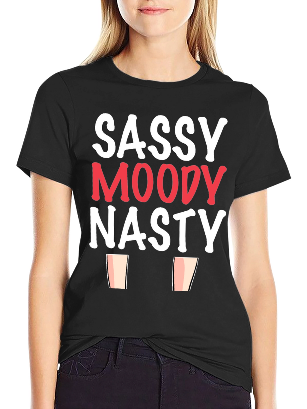 Sassy Moody Nasty Graphic Tee - Black