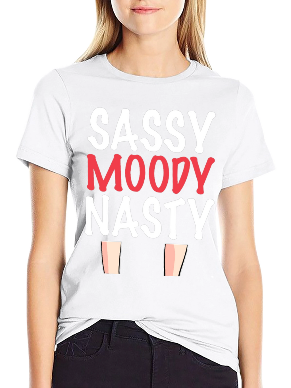 Sassy Moody Nasty Graphic Tee - Black