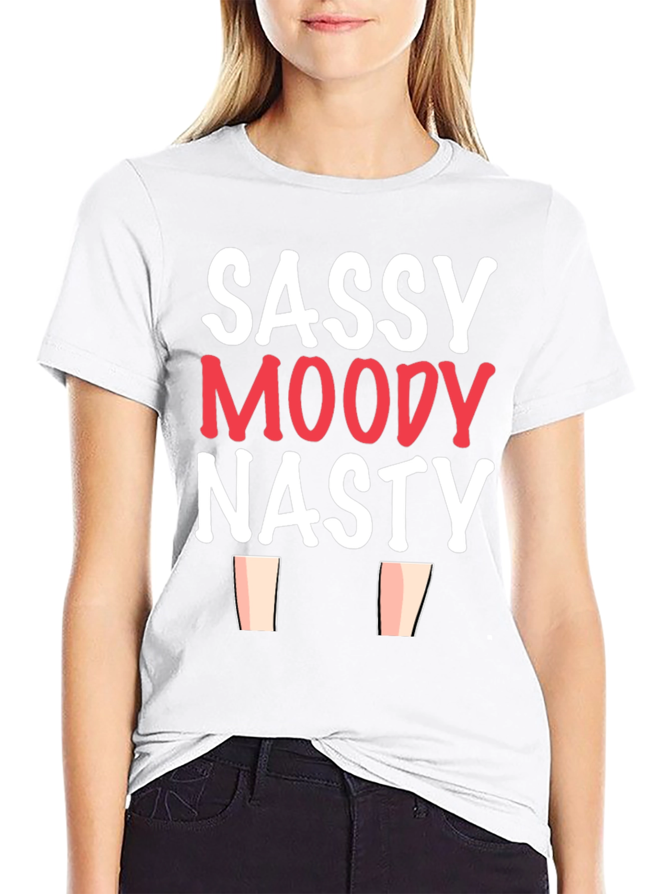 Sassy Moody Nasty Graphic Tee - Black