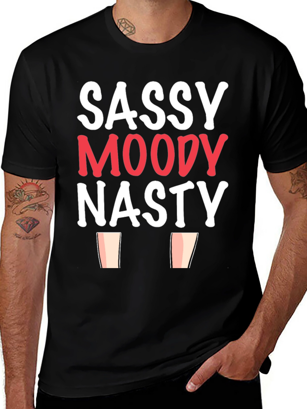 Sassy Moody Nasty Graphic Tee - Black