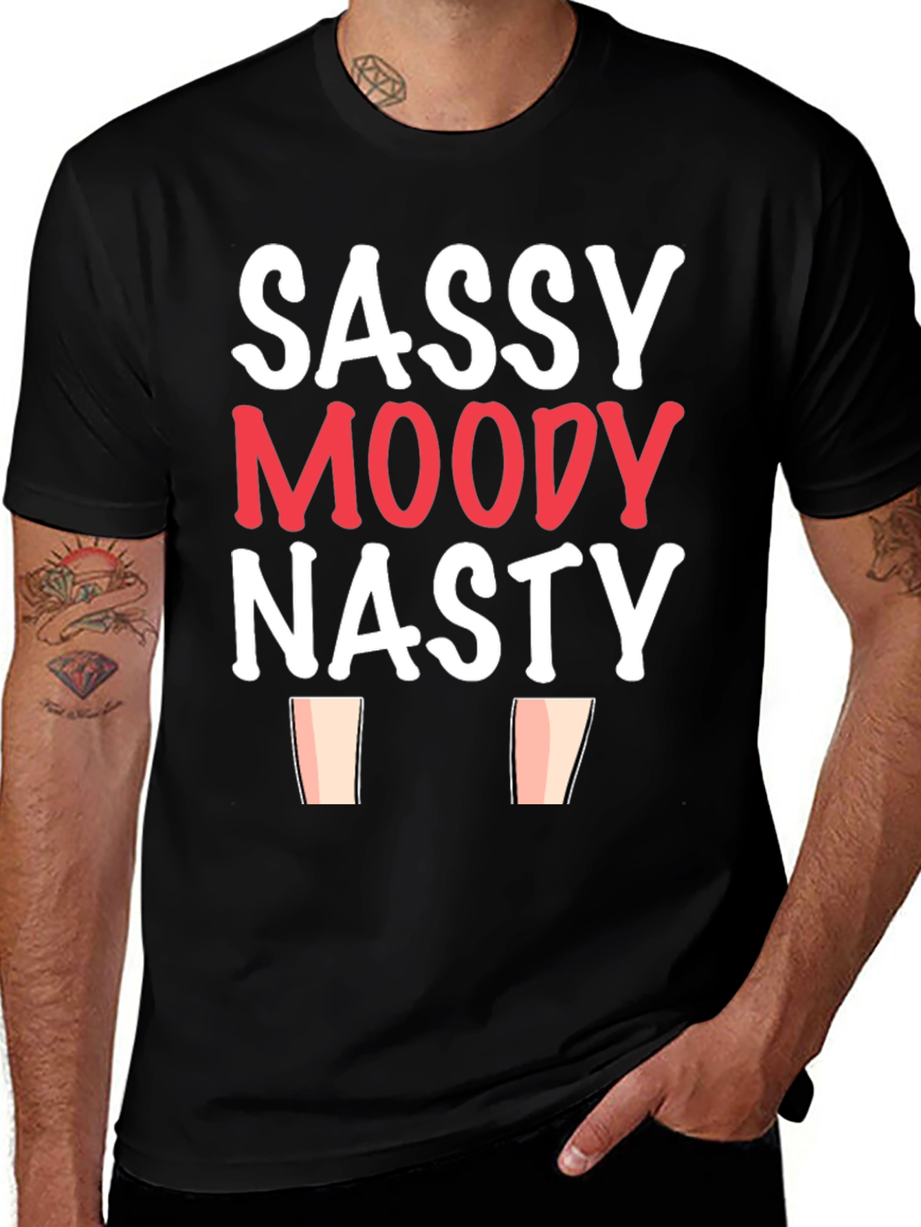 Sassy Moody Nasty Graphic Tee - Black
