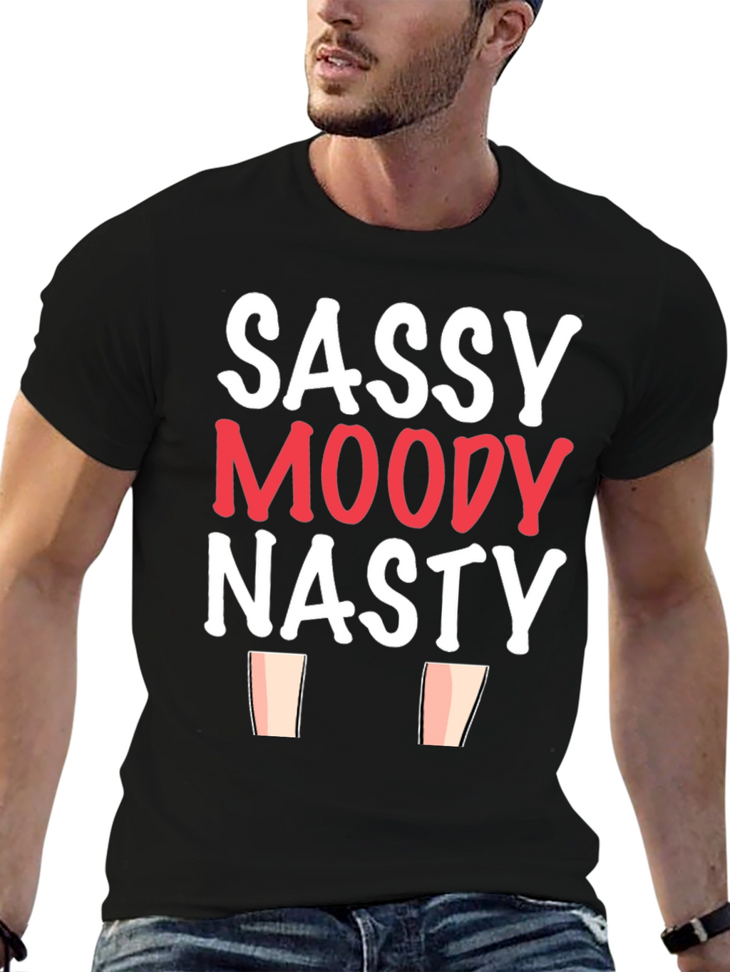Sassy Moody Nasty Graphic Tee - Black