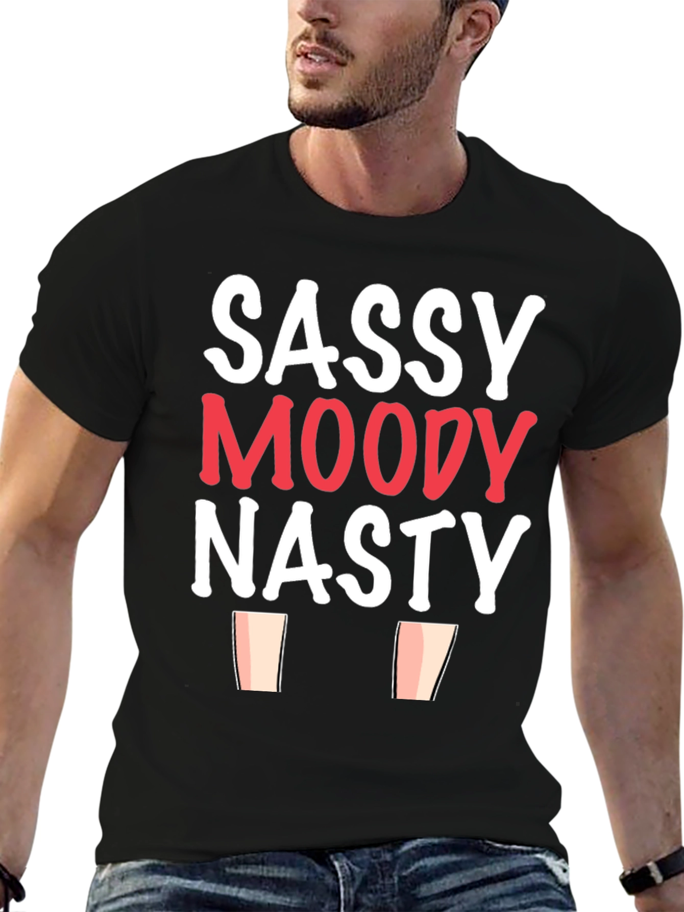 Sassy Moody Nasty Graphic Tee - Black