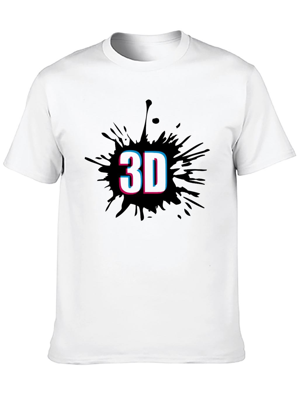 Stylish Mens Black T-Shirt with 3D Splash Design