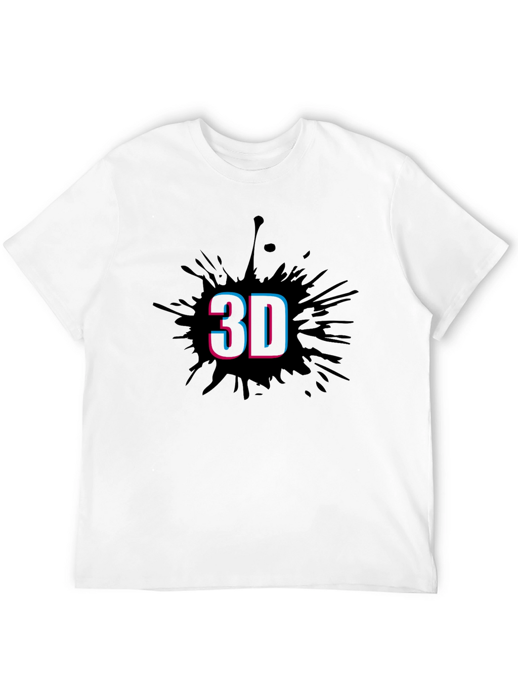 Stylish Mens Black T-Shirt with 3D Splash Design