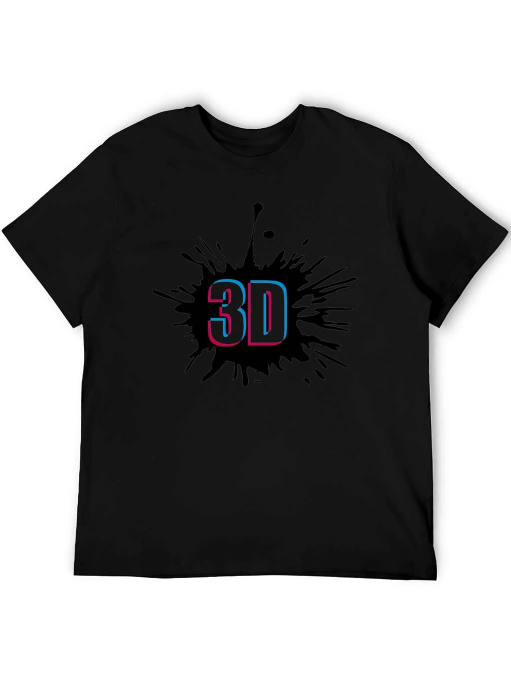Stylish Mens Black T-Shirt with 3D Splash Design