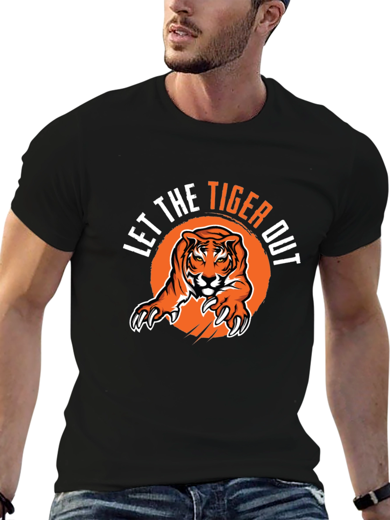 Let The Tiger Out Black Graphic Tee