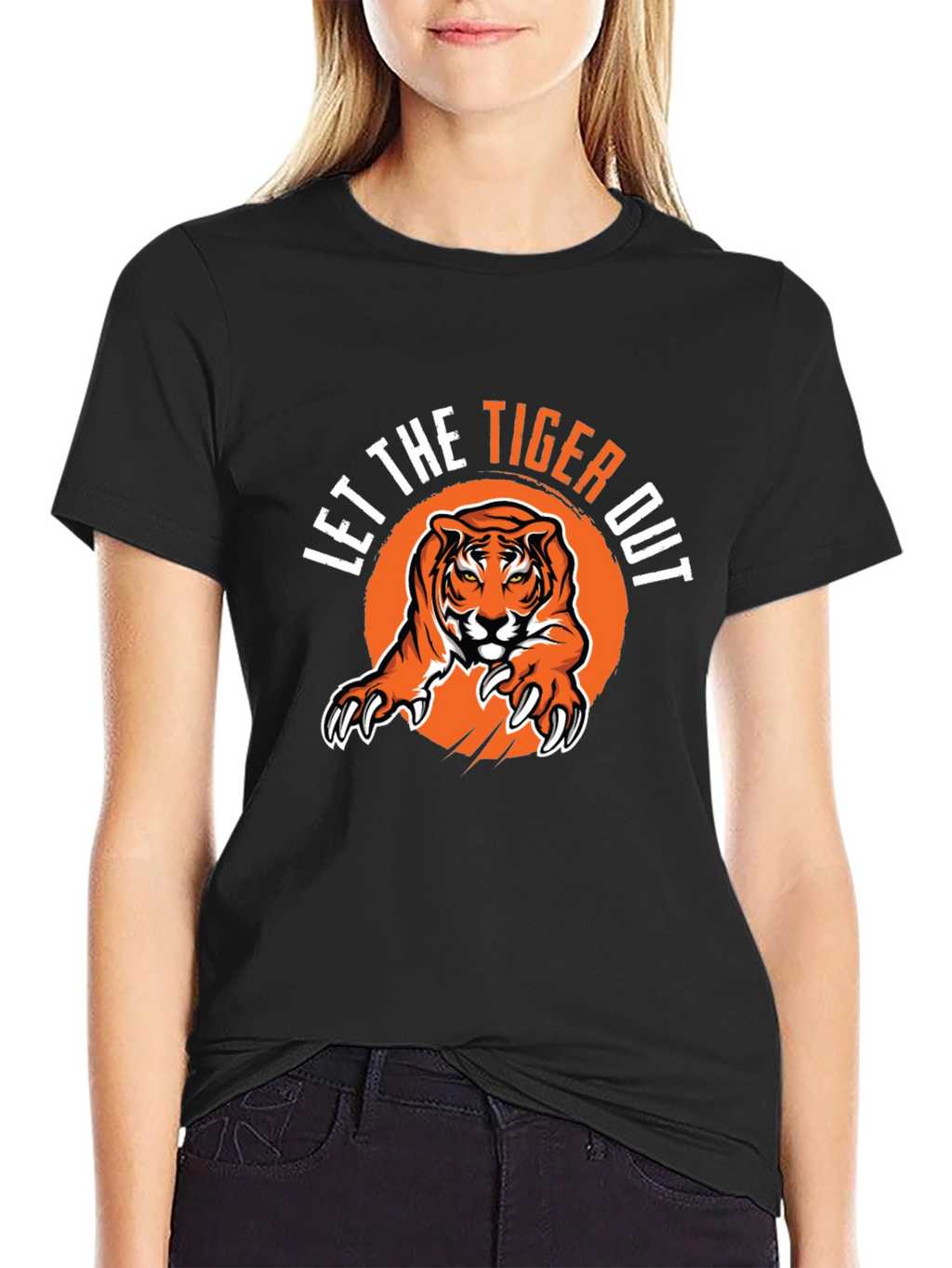 Let The Tiger Out Black Graphic Tee