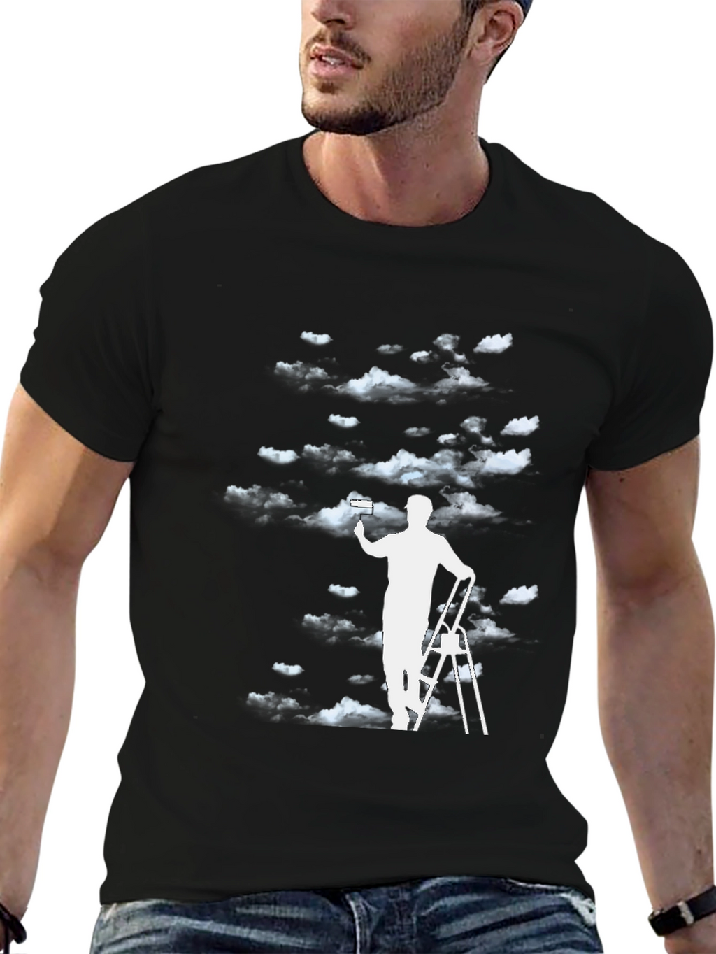 Cloud Painter Graphic Tee - Black Cotton T-Shirt