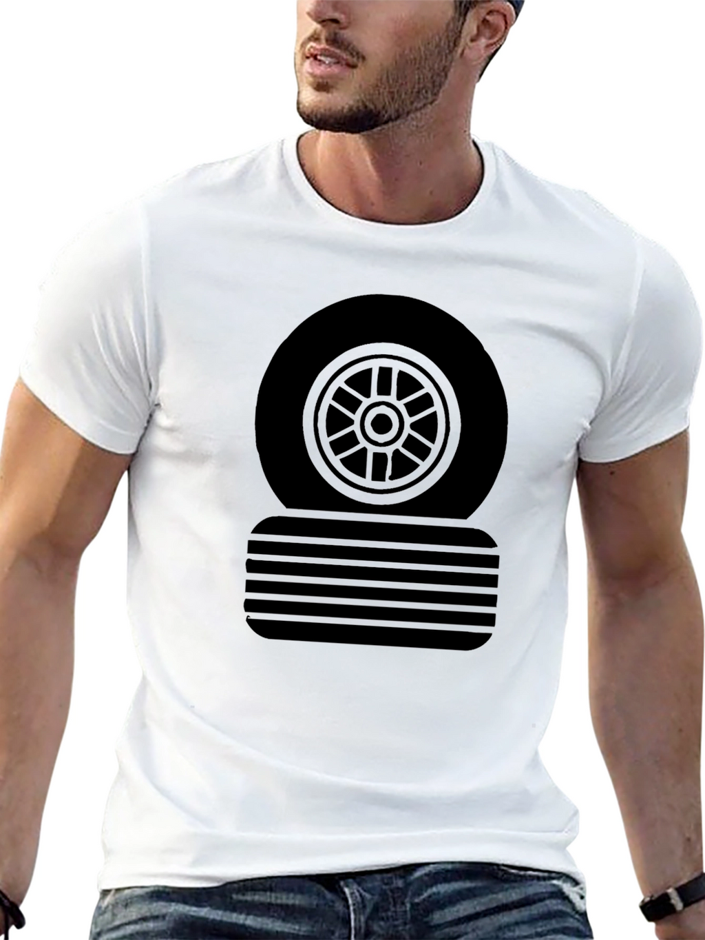 Black Tire Graphic Tee - Casual Style
