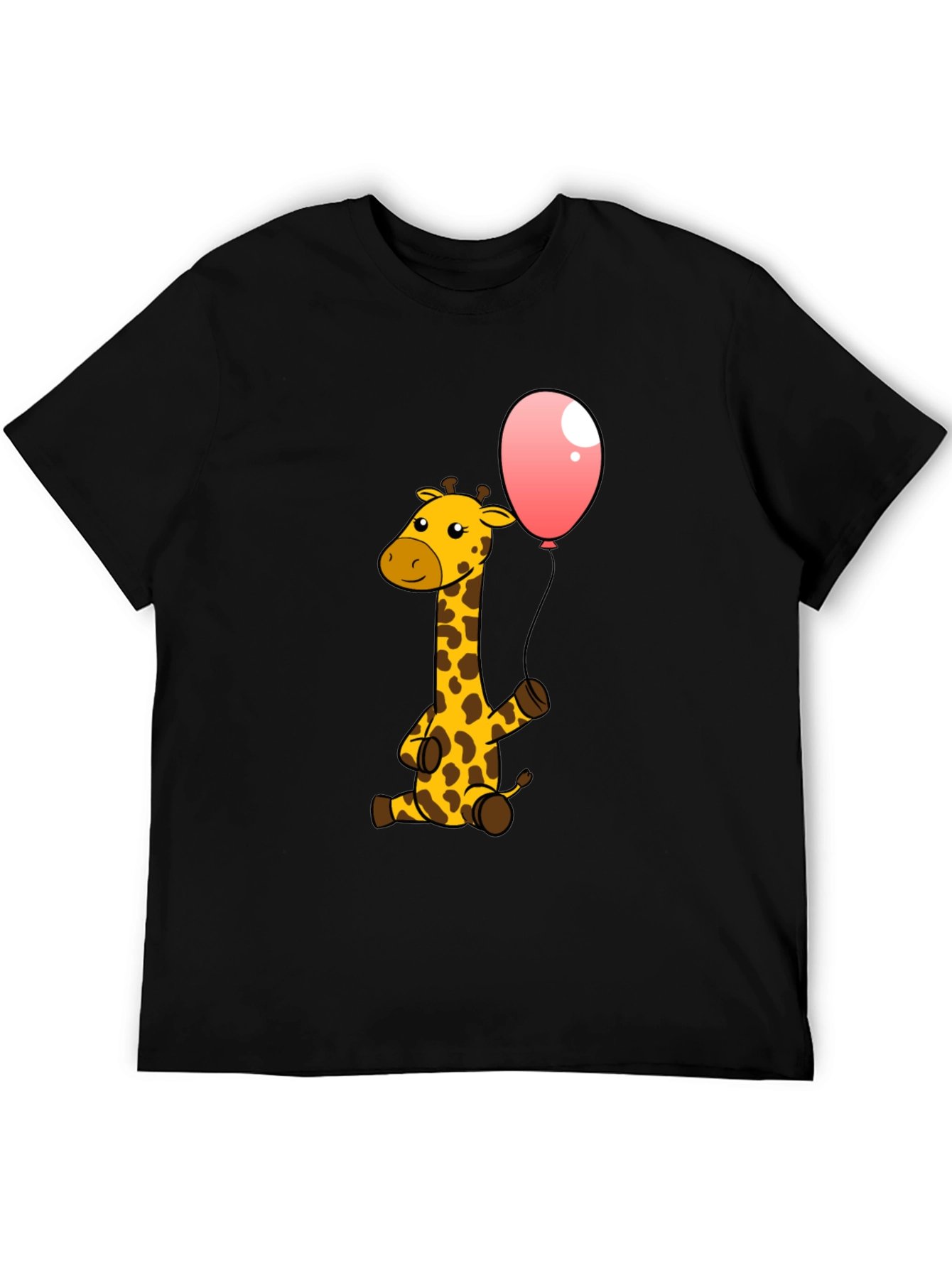 Giraffe & Balloon Graphic Black T-Shirt