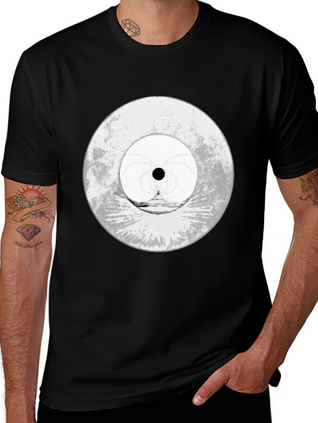 Abstract Eye Graphic Tee - Black Cotton Blend
