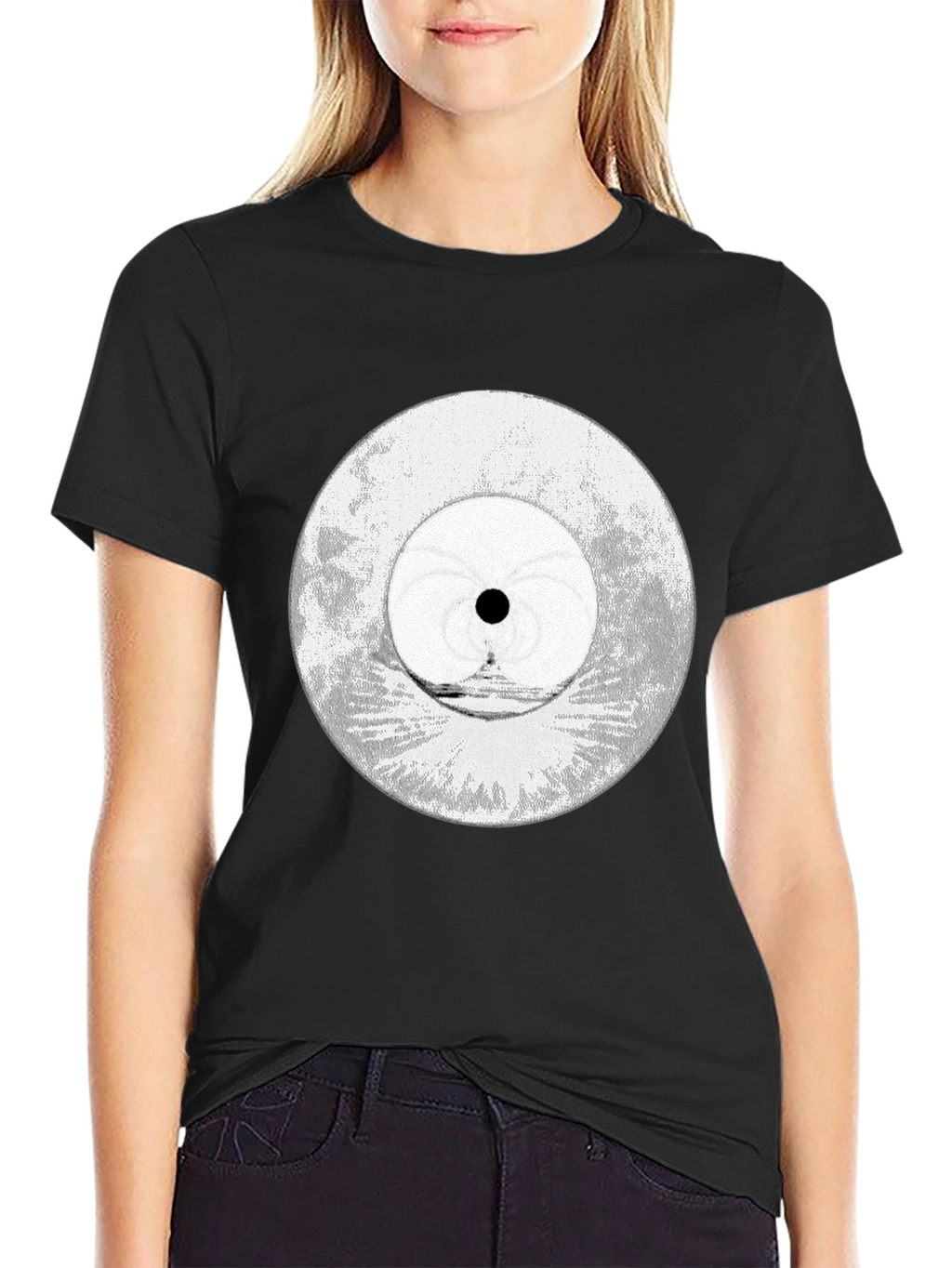 Abstract Eye Graphic Tee - Black Cotton Blend