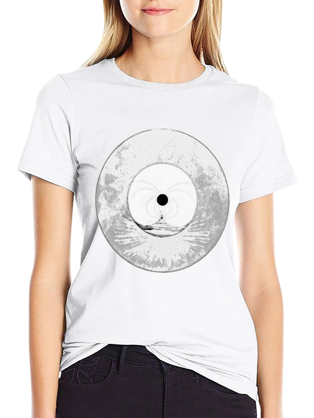 Abstract Eye Graphic Tee - Black Cotton Blend
