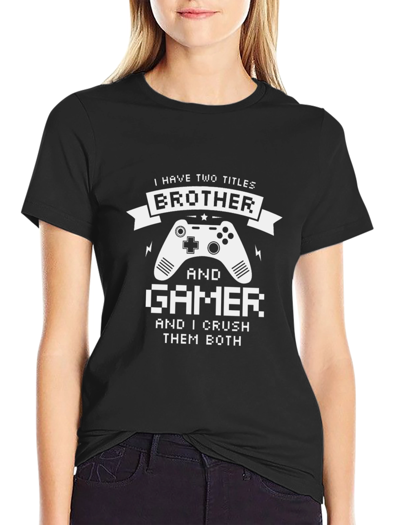 Brother Gamer Black T-Shirt - Crush Them Both