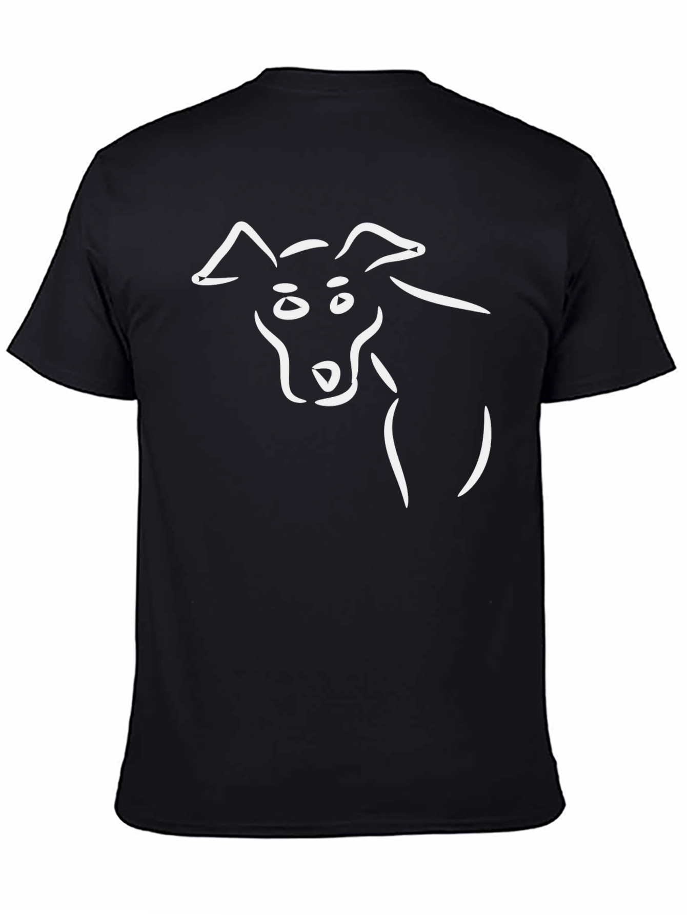Minimalist Dog Sketch Black T-Shirt