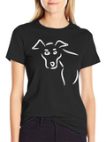 Minimalist Dog Sketch Black T-Shirt