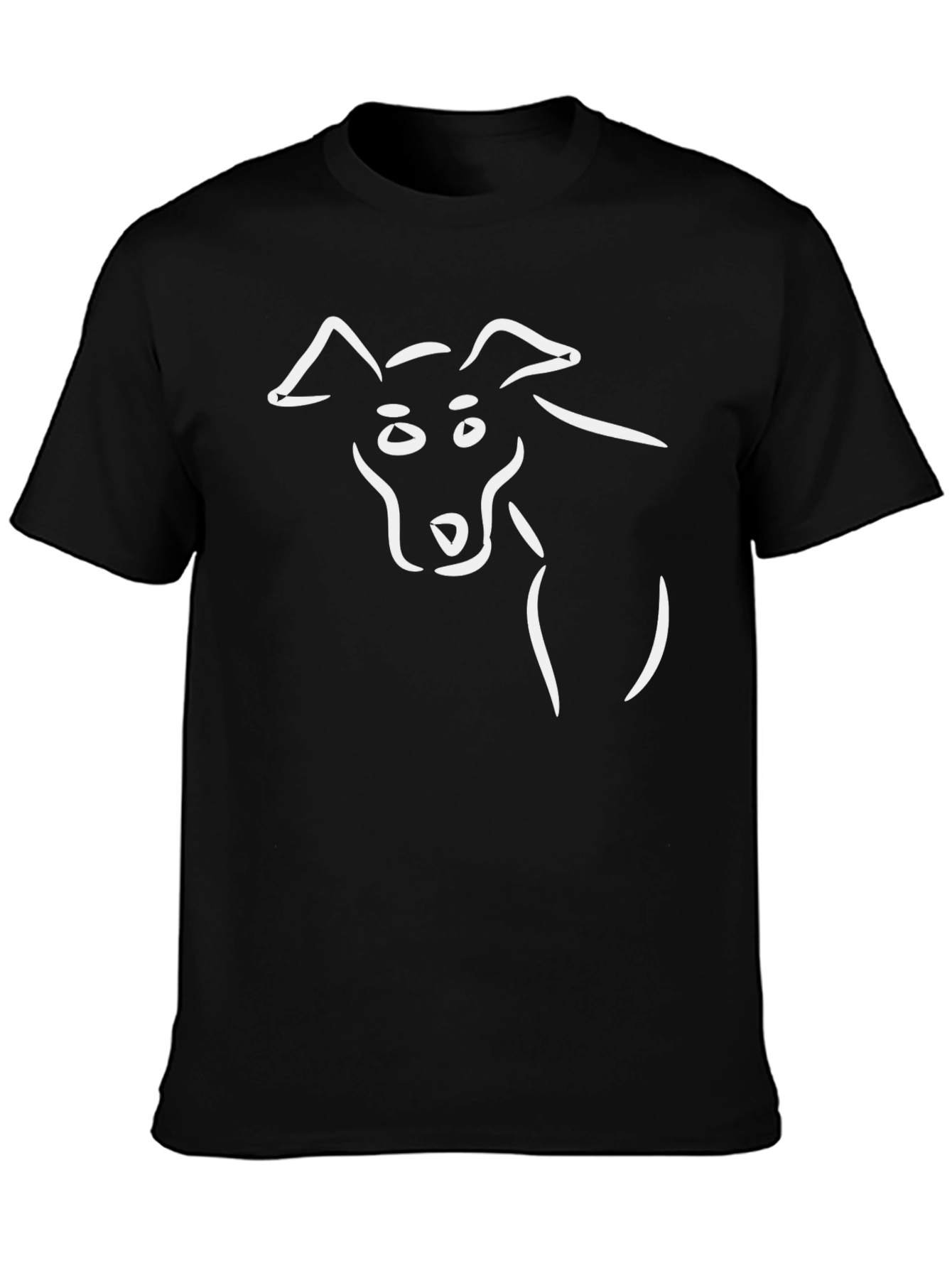 Minimalist Dog Sketch Black T-Shirt