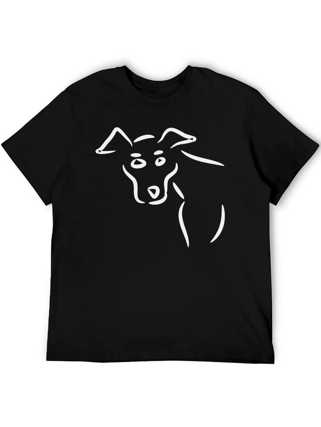 Minimalist Dog Sketch Black T-Shirt