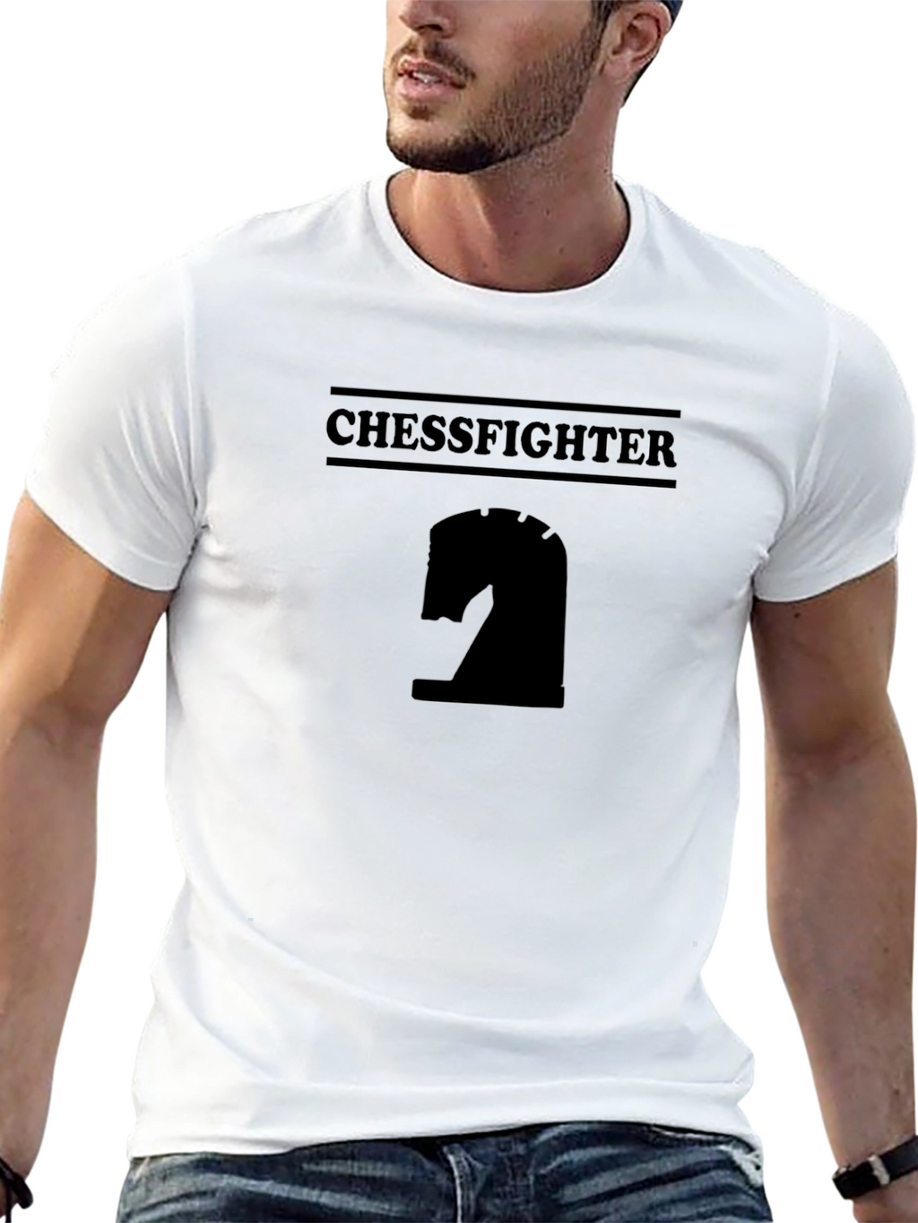 Chessfighter Black T-Shirt - Chess Knight Design