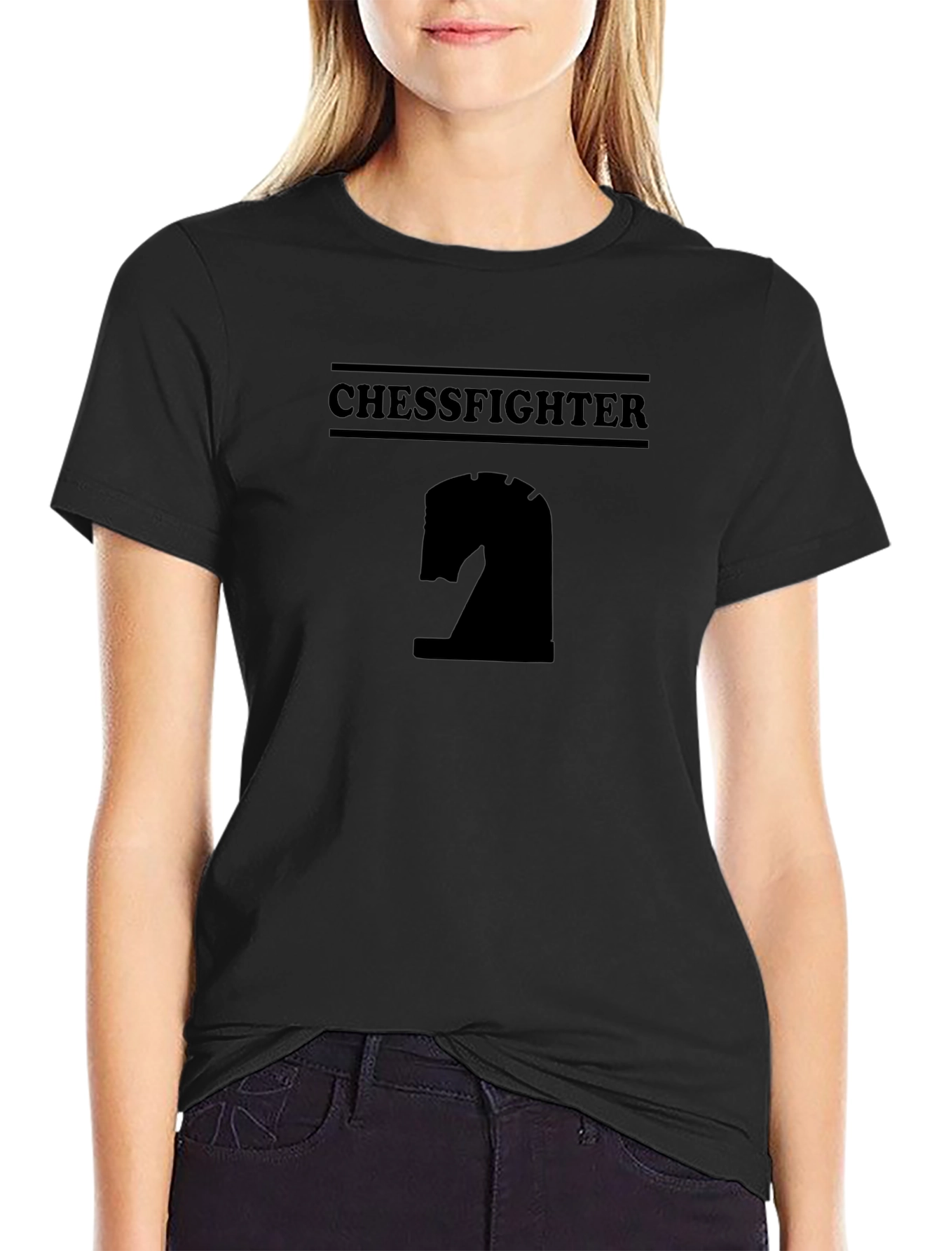 Chessfighter Black T-Shirt - Chess Knight Design