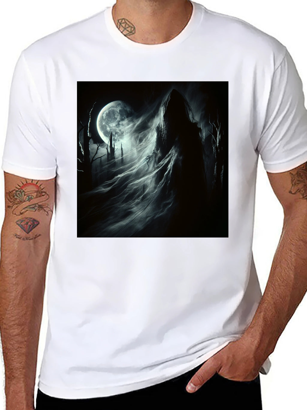 Grim Reaper Moon T-Shirt - Gothic Style