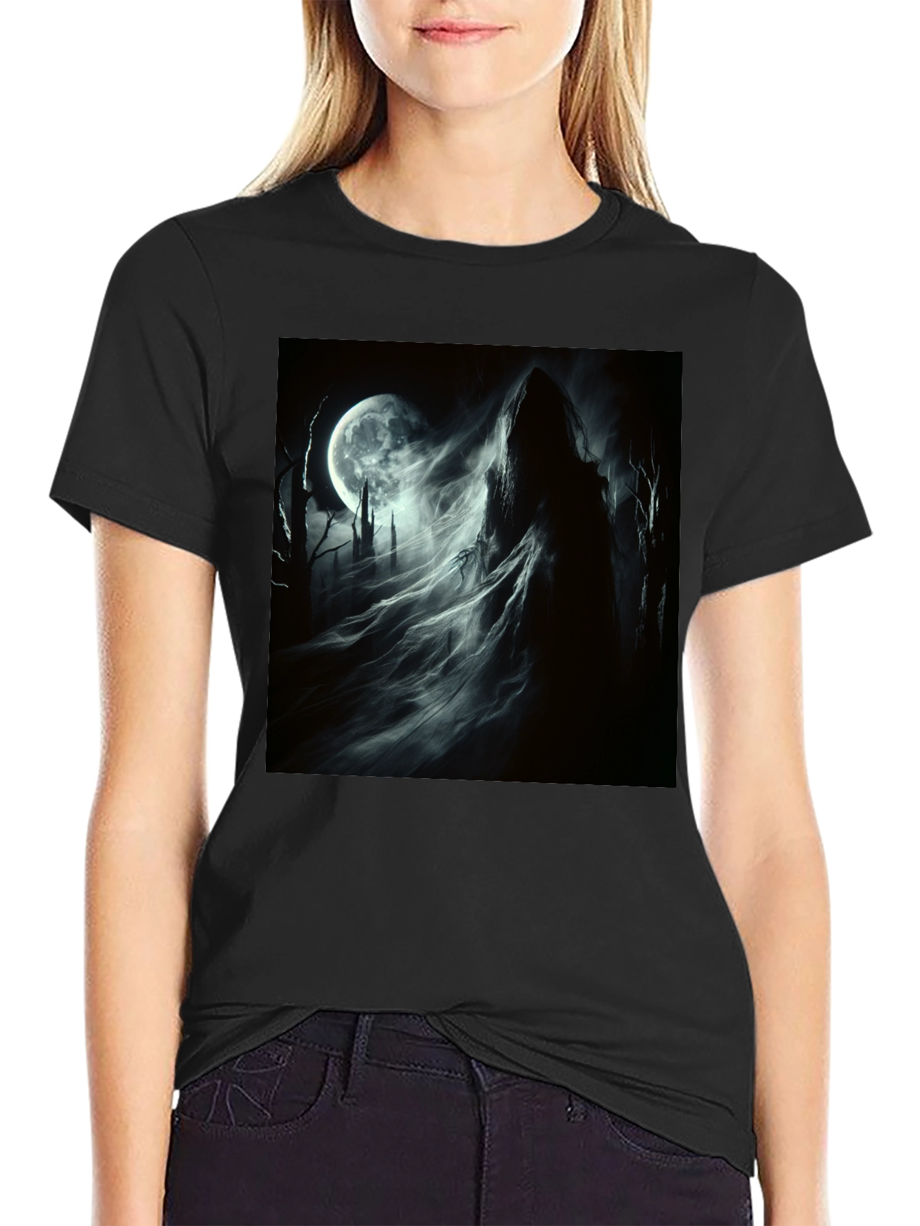 Grim Reaper Moon T-Shirt - Gothic Style